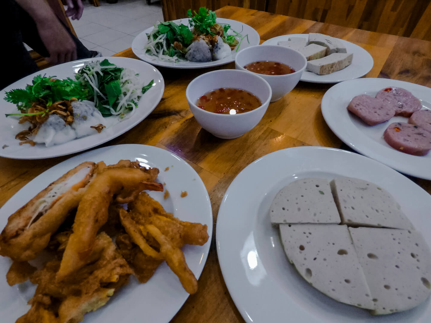 vietnamese steamed rice rolls and sausages